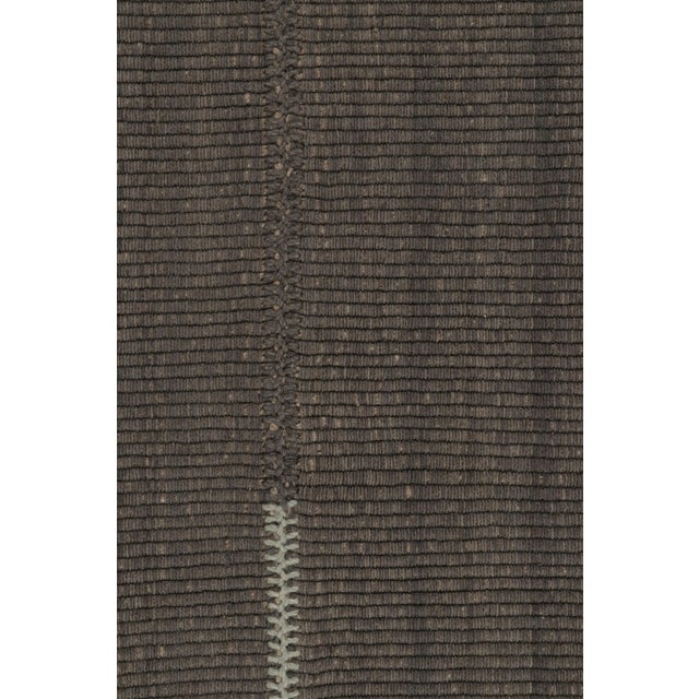 Contemporary Rug & Kilim's Accent Kilim, Gray Textural Stripes With Beige Accents For Sale - Image 3 of 8