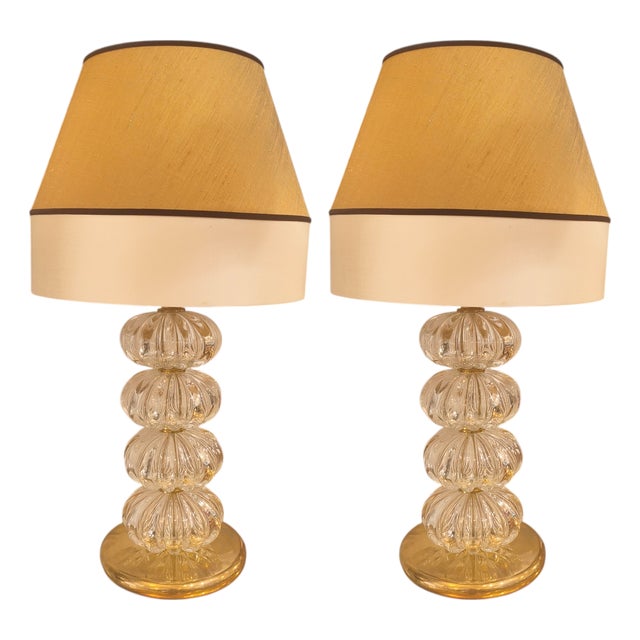 Murano Glass Lamps with Gallons, 1970s, Set of 2 For Sale