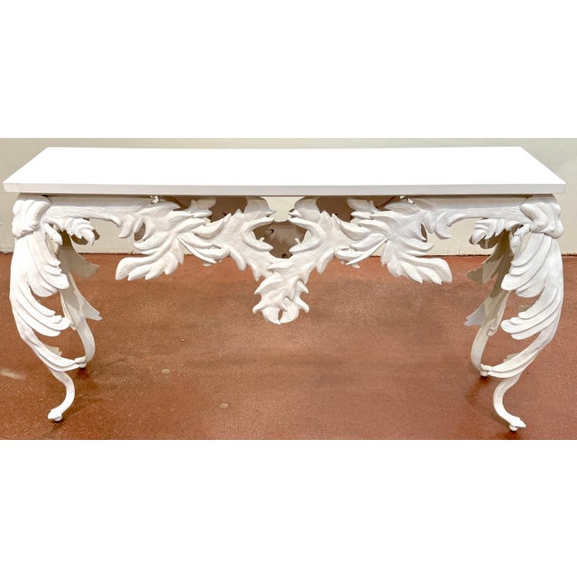 Hollywood Regency Style Palmette Console with White Quartz Stone Top For Sale - Image 11 of 11