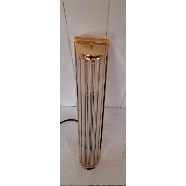Gold German Flat Wall Lamp with Gold-Plated Metal and Glass Rods Shade, 1980s For Sale - Image 8 of 11