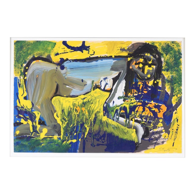 Nude in the Garden Abstract Expressionist Original Acrylic Painting on Paper by Michael William Eggleston For Sale