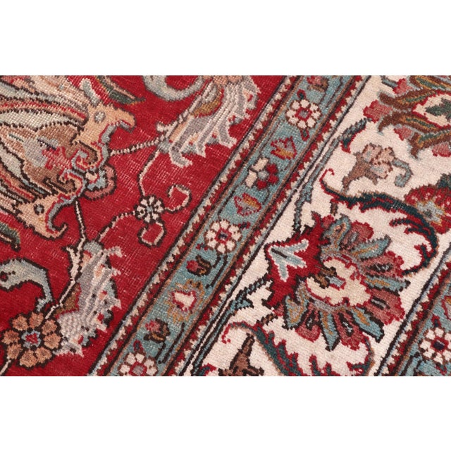 1980s Retro Persian Tabriz Red/Beige Wool Rug - 8'1'' X 11'3'' For Sale - Image 5 of 10