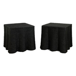 Pair of Black Square Ghost Drapery Stands For Sale