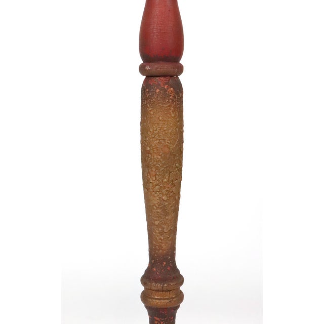 Wood Early 20th Century Restored Victorian Painted Cast Iron & Wood Bridge Floor Lamp For Sale - Image 7 of 9