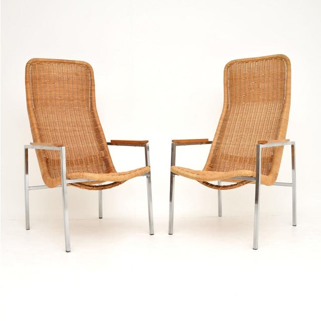 Vintage Chrome and Rattan Armchairs by Dirk Van Sliedregt for Gebroeders Jonkers Noordwolde, 1960s, Set of 2 For Sale - Image 12 of 12
