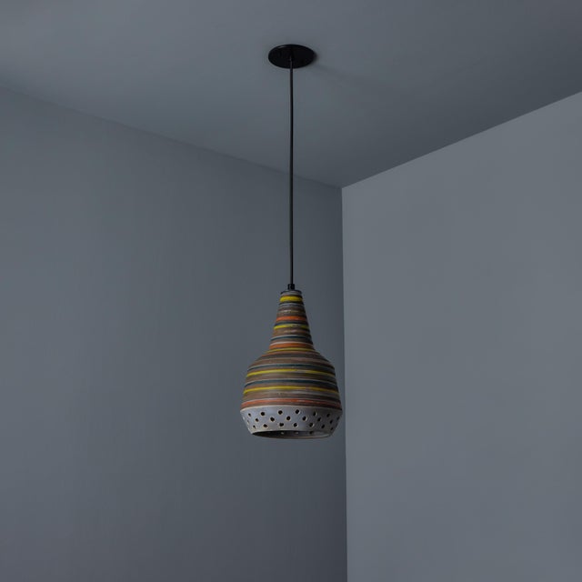 Mid-Century Modern 1950s Aldo Londi Ceramic Bitossi Pendant Lamp for Raymor For Sale - Image 3 of 17