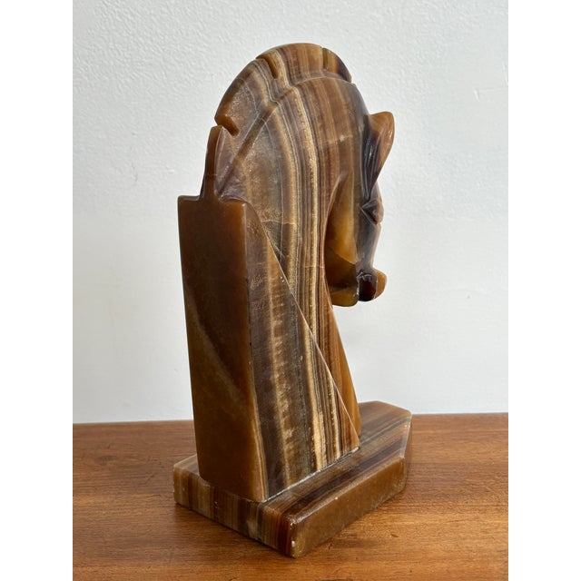 Mid 20th Century Machine Age Art Deco Onyx Trojan Horse Bookend For Sale - Image 5 of 7