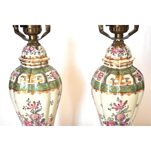 Antique 19th-Century Samson Chinese Export Porcelain Table Lamps - a Pair For Sale In San Francisco - Image 6 of 13
