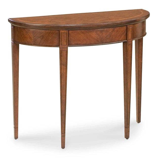 Spritely Home Accent Furniture Hampton Demilune Console Table, Cherry Brown For Sale - Image 4 of 4