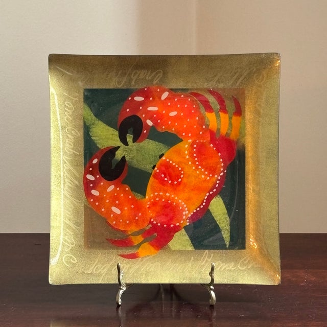 Late 20th Century Art Glass Plate W/ Crab Motif For Sale - Image 4 of 9