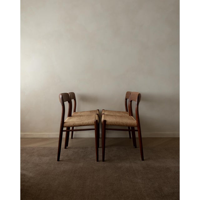 Wood Vintage Danish Model 75 Dining Chairs in Teak by Niels Otto Møller for J.L. Møllers Møbelfabrik, 1950s, Set of 4 For Sale - Image 7 of 18