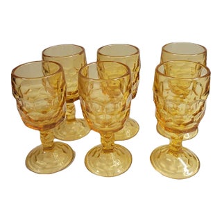 1960's Georgian Amber Wine Glasses by Viking Glass Company - Set of 6 For Sale