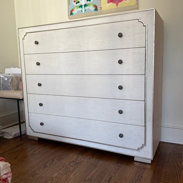Large White Dresser With Platinum Detailing For Sale In Washington DC - Image 6 of 7