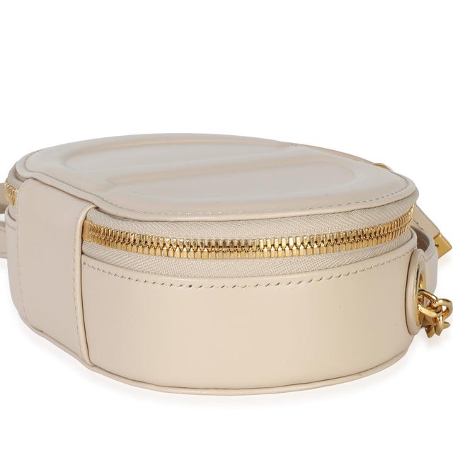 Animal Skin Cream Calfskin CD Signature Oval Crossbody Camera Bag For Sale - Image 7 of 9