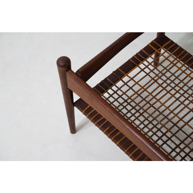 Brown Vintage Webbing Coffee Table in Teak, 1960s For Sale - Image 8 of 16