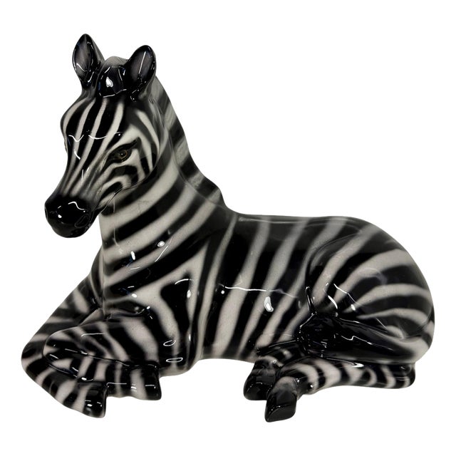 Glazed Ceramic Zebra Sculpture, Bassano, 2000s For Sale