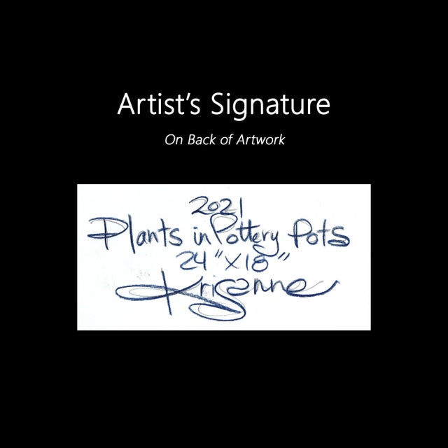 Plants in Pottery Pots - Abstract Colorful Botanical Painting on Paper Original Artwork by Krisanne Souter For Sale In Los Angeles - Image 6 of 6