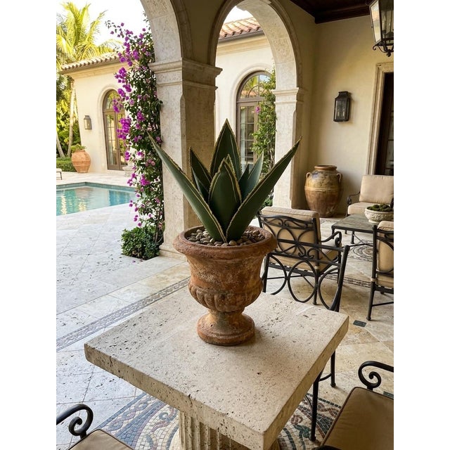 Asparagus Hand-Painted Moroccan Metal Agave Sculptural Garden Ornament For Sale - Image 8 of 12