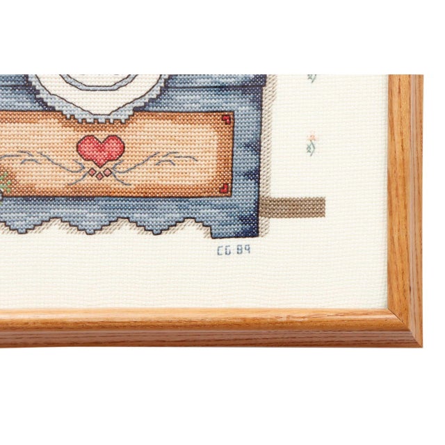 Rustic Framed Cross Stitch Room Scene For Sale - Image 3 of 5