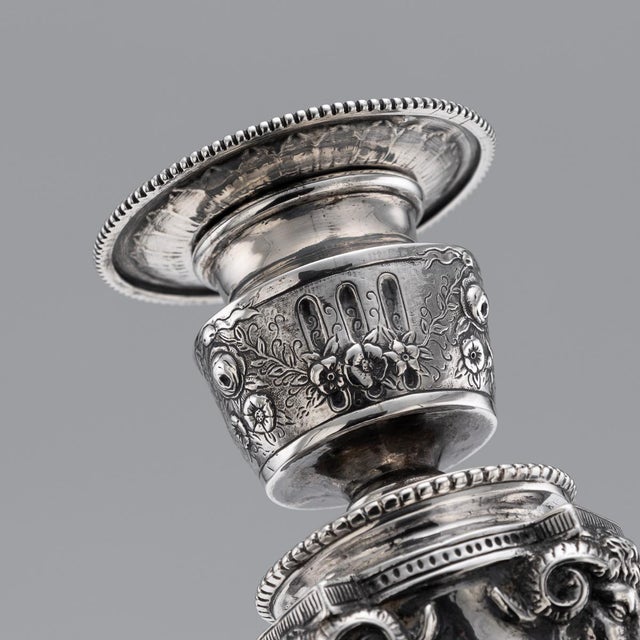 Antique 19th Century German Silver Candlesticks, Hanau, 1870s, Set of 2 For Sale - Image 16 of 18