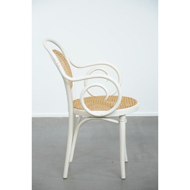 Vintage White Curved Wood Bistro Arcmhair For Sale - Image 3 of 18