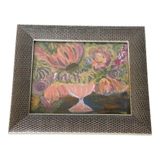 1950s Abstract Still Life Bouquet Art Painting Artist Signed For Sale