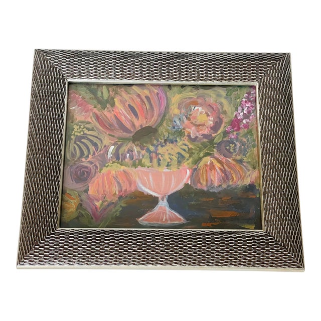 1950s Abstract Still Life Bouquet Art Painting Artist Signed For Sale