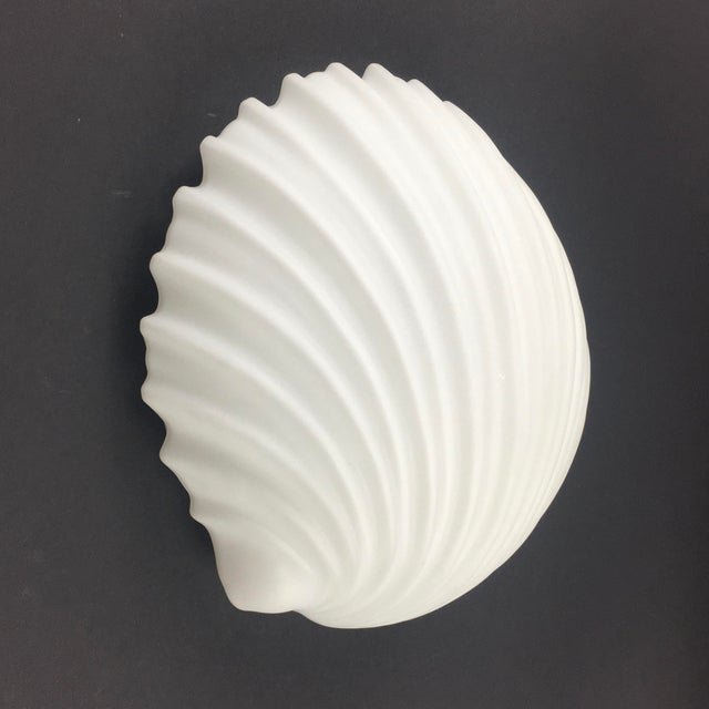 Mid-Century Modern Large Vintage Opaline Glass Shell Wall Sconces from Limburg, Germany, 1970s, Set of 3 For Sale - Image 3 of 11
