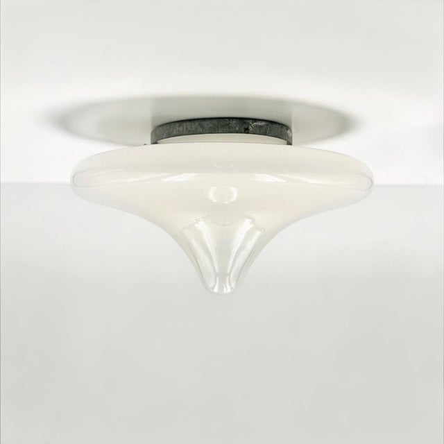 Large Italian Opaline Glass Flush Mount, 1970s For Sale - Image 4 of 14