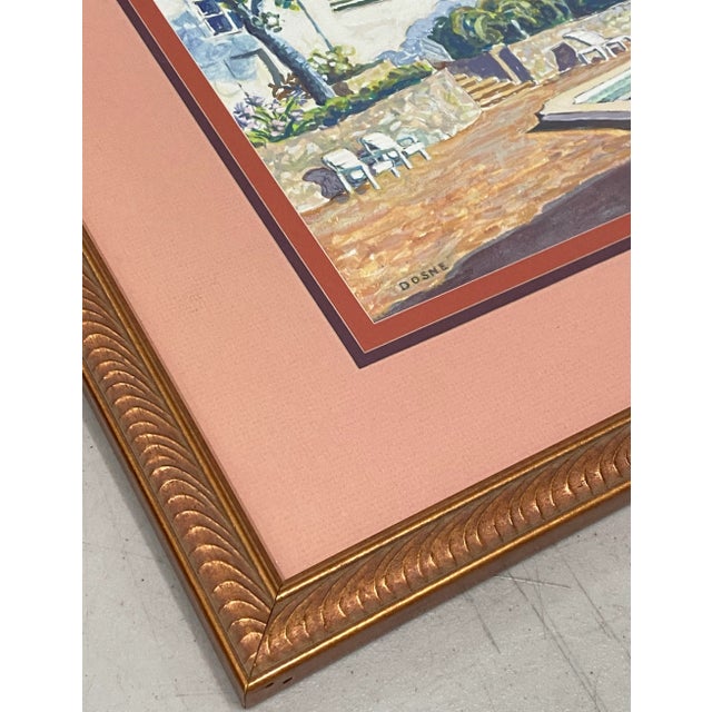 Vintage "Backyard Pool" Original Gouache Painting by Dosne For Sale In San Francisco - Image 6 of 13
