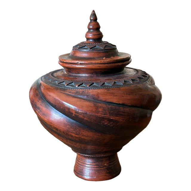 1960s Lidded Terra Cotta Urn For Sale
