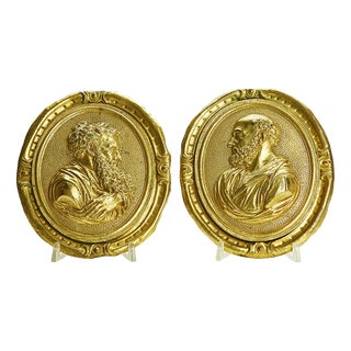 Gilded Bronze Plaques with Profiles of Saints, Set of 2 For Sale