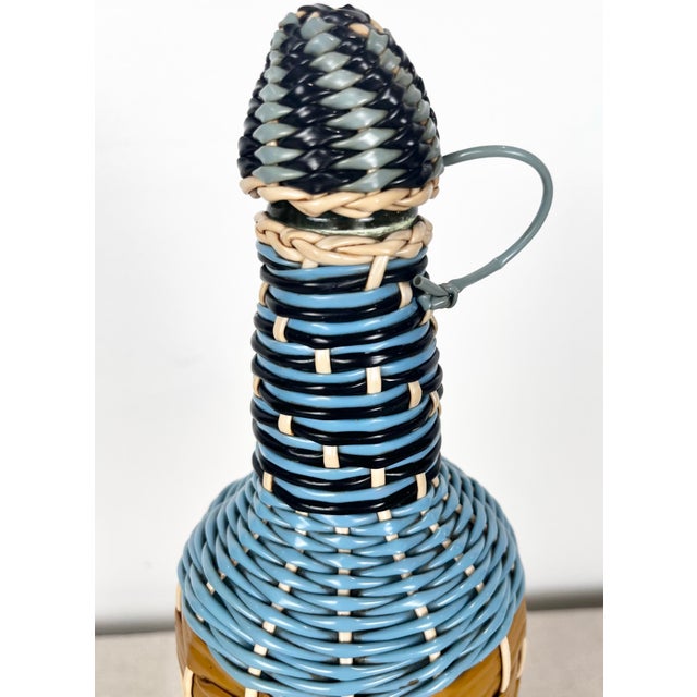 Blue Vintage Wire Wrapped Bottle For Sale - Image 8 of 9