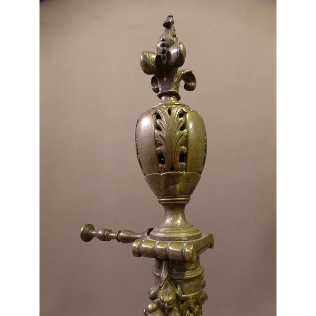 Antique Bronze Silver Andirons, Set of 2 For Sale - Image 3 of 8