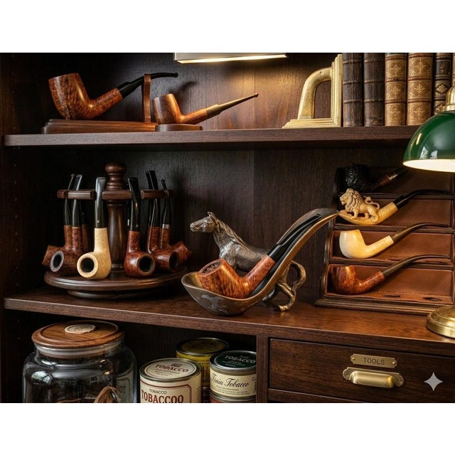 This wonderfully sculptural vintage pipe holder is full of character and craftsmanship. This Pipe Rest is made of a warm...