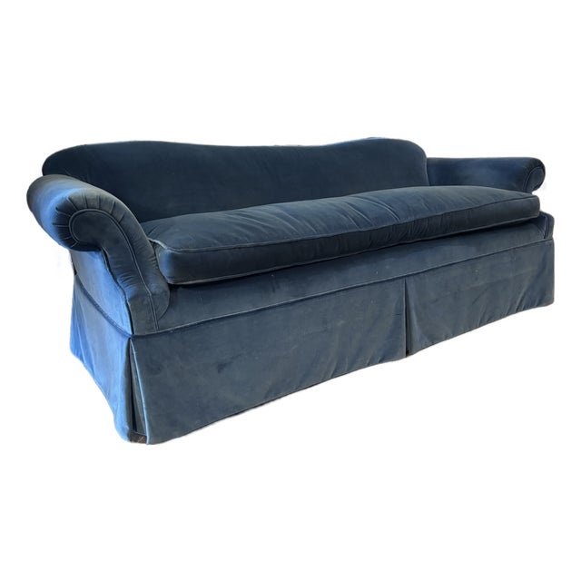Vintage Velvet Cobalt Blue Sofa For Sale