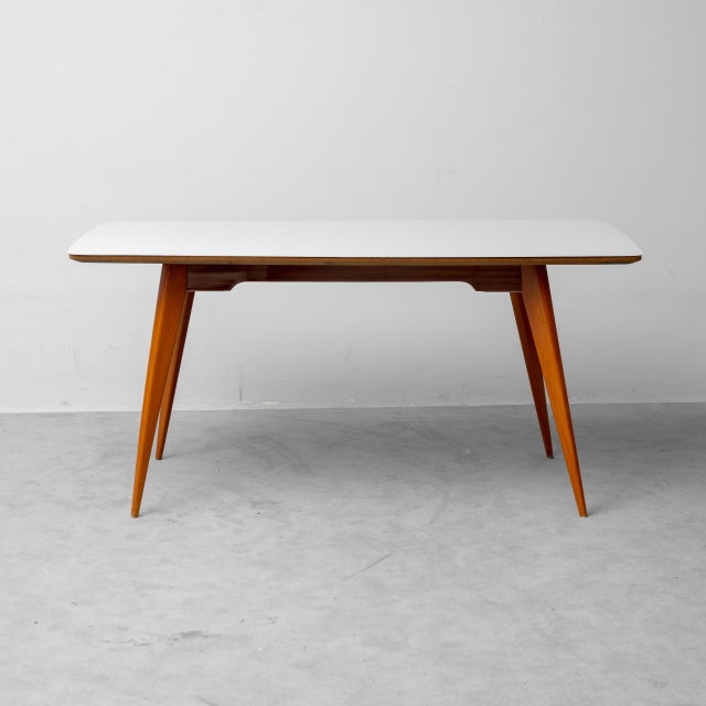 Rectangular Dining Table and Chairs in Wood, 1960s, Set of 7 For Sale - Image 10 of 15