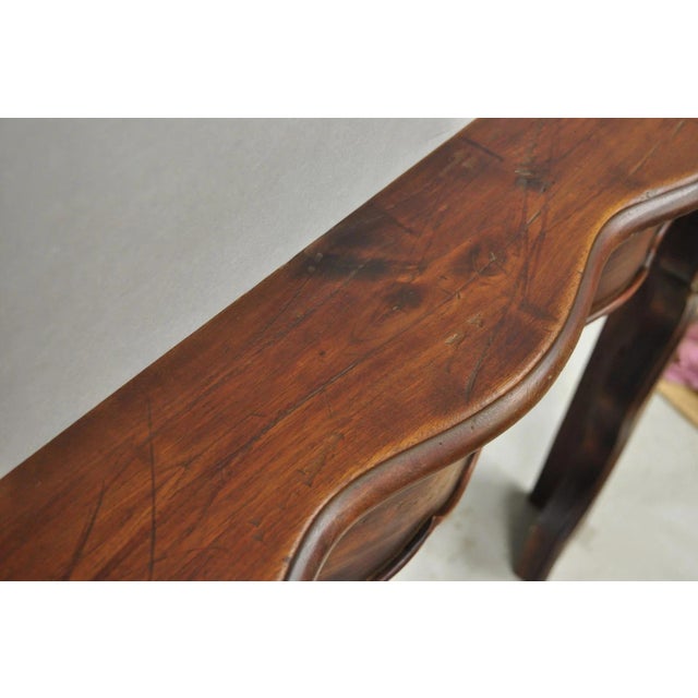 Antique Italian Provincial Carved Serpentine Scalloped Walnut Fireplace Mantel For Sale - Image 11 of 18