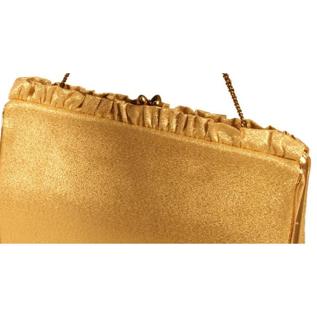 Vintage Harry Levine Usa Gold Lame Evening Clutch For Sale - Image 4 of 11