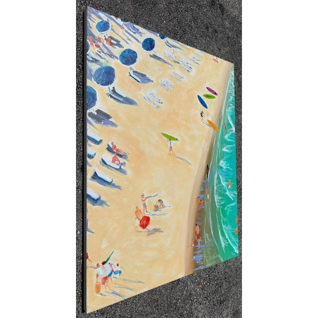 Large beach scene painting by artist Joe Davis.The artwork is an acrylic on canvas depicting a Florida beach and ocean...