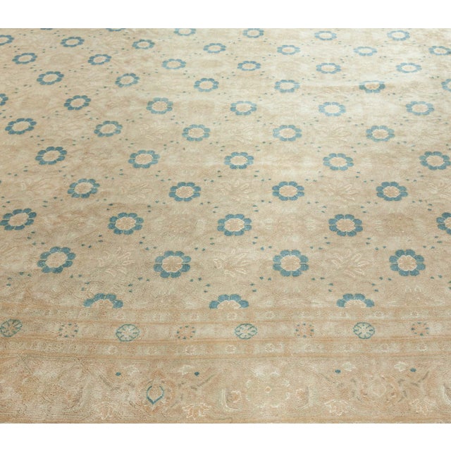 Vintage Persian Tabriz Beige Handwoven Wool Rug For Sale - Image 4 of 9