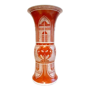 Large Chinese Porcelain Red Floor Gu