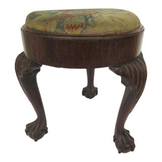 English Regency Mahogany Heart Shaped Seat Cabriole Leg Ball Claw Stool For Sale