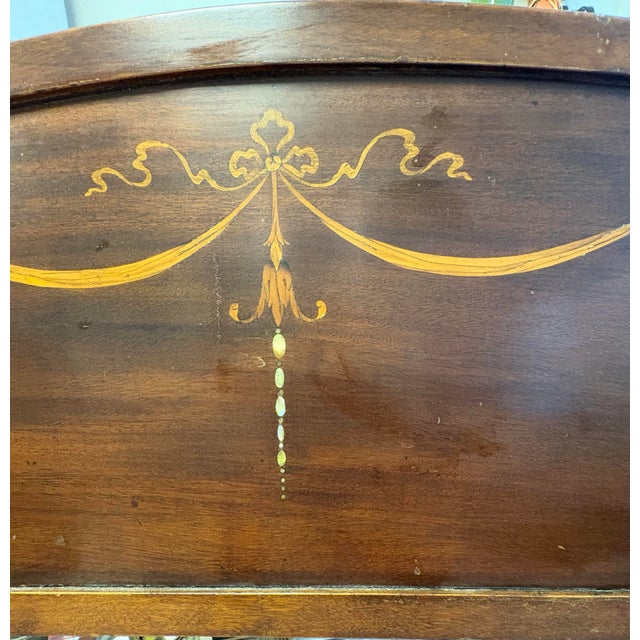Brown Early 20th Century Federal Revival Inlaid Wood Two-Seat Settee For Sale - Image 8 of 12