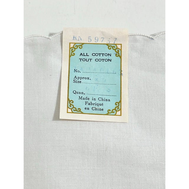1980s Vintage Cocktail Napkins, Longevity Motif – Silver Embroidered, Set of 6 - New Old Stock For Sale - Image 5 of 7
