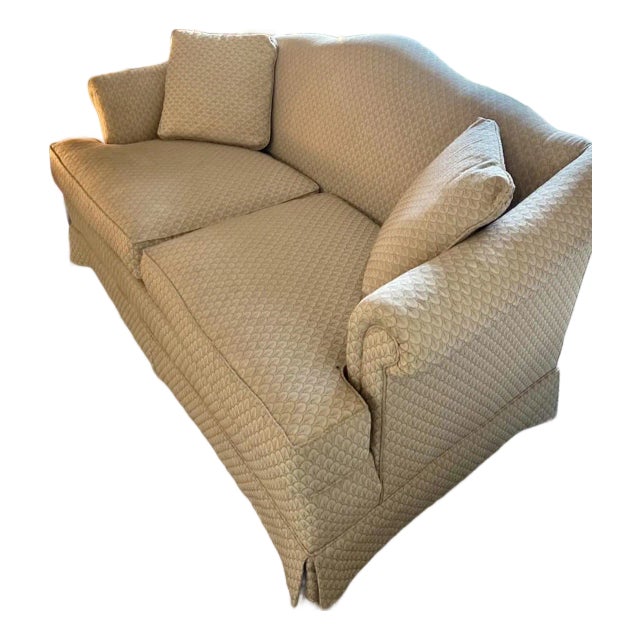 1980s Beige Couch Loveseat by Frederick Edward (Duck Feathers and Down) For Sale