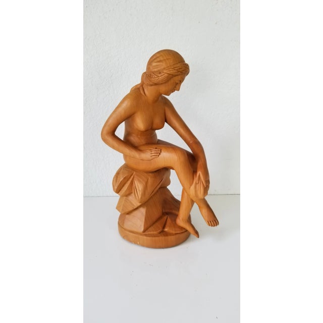 French Style Carved Wood Nude Female Sculpture For Sale - Image 11 of 11