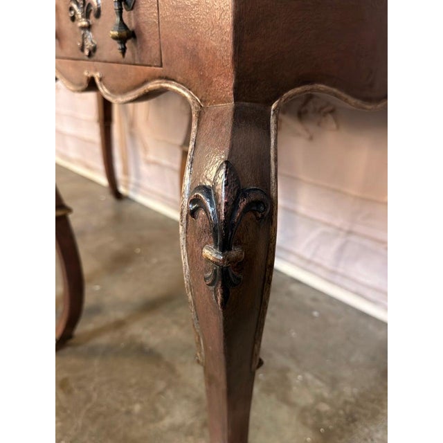 Pair of French Louis XV Faux-Leather Painted Side Tables For Sale - Image 4 of 18