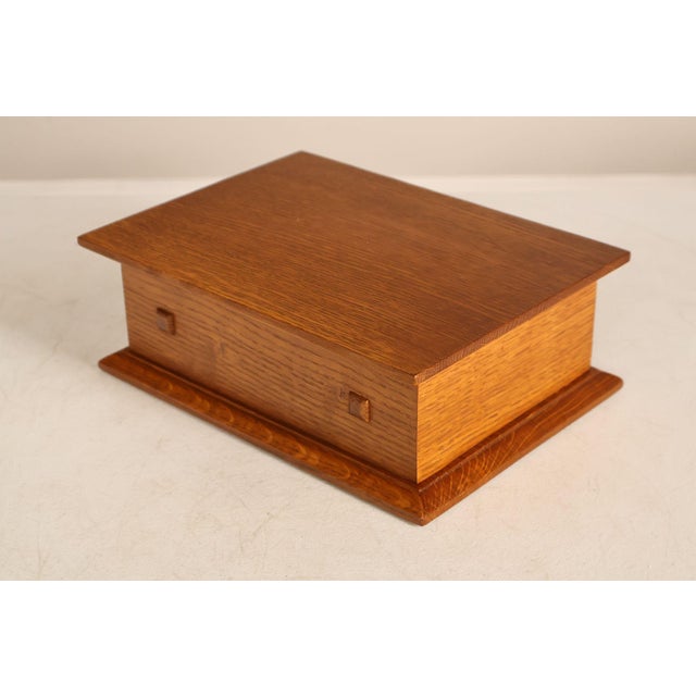 High Quality American Made Stickley Mission Collection Oak Desk Box Featuring Solid Oak Construction With Hinged Lift Top...
