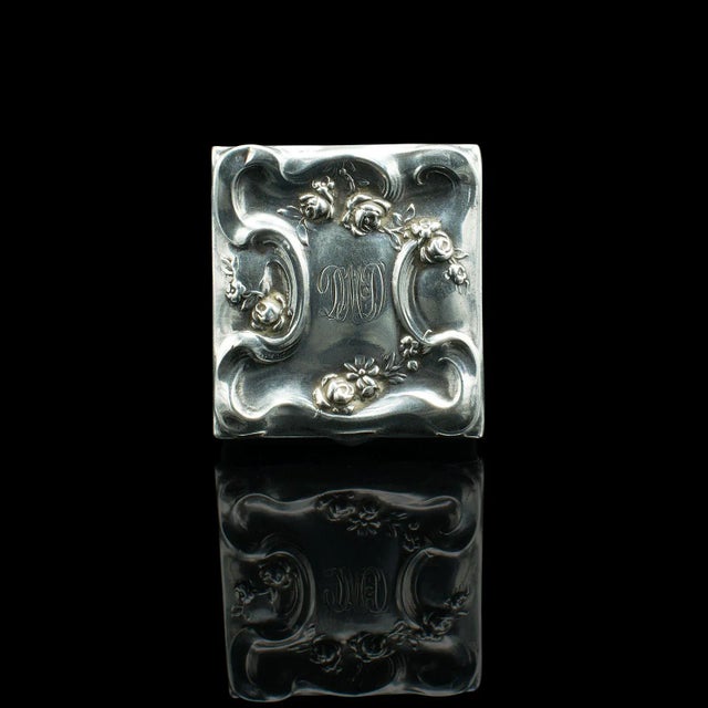 American 1910's American Antique Sterling Silver Postage Stamp Box For Sale - Image 3 of 9